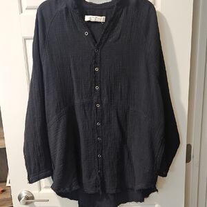 Black Button-Up Long Sleeve Shirt